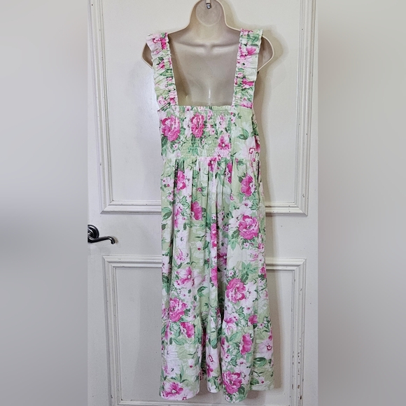 TORRID Pink/Green MultiColor Floral Ruffle Strap Sundress,Size 0 (Large 12) - Picture 12 of 16